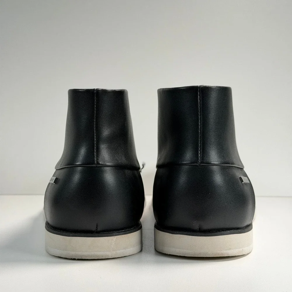 Calvin‎ Klein Kenley Chukka Boots Mens 10 Black Leather Lace Up Preppy Workwear